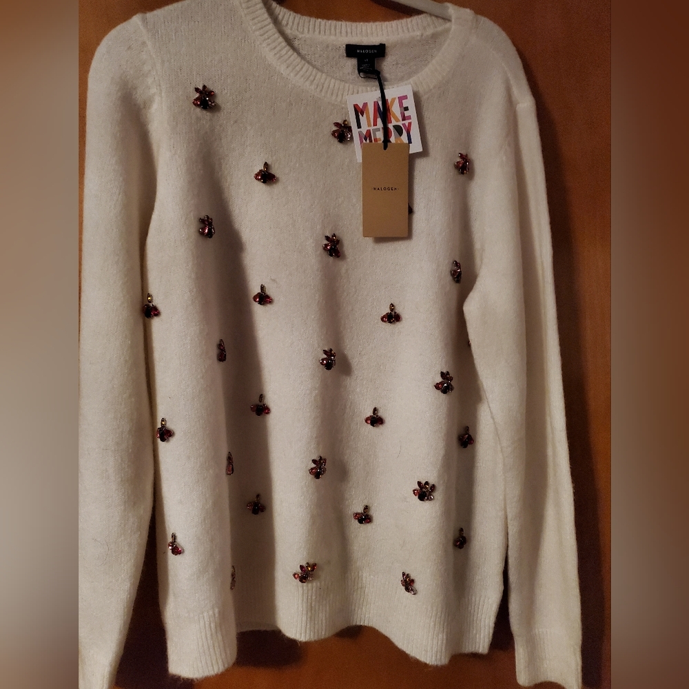 SOLD  NWT cream beaded sweater